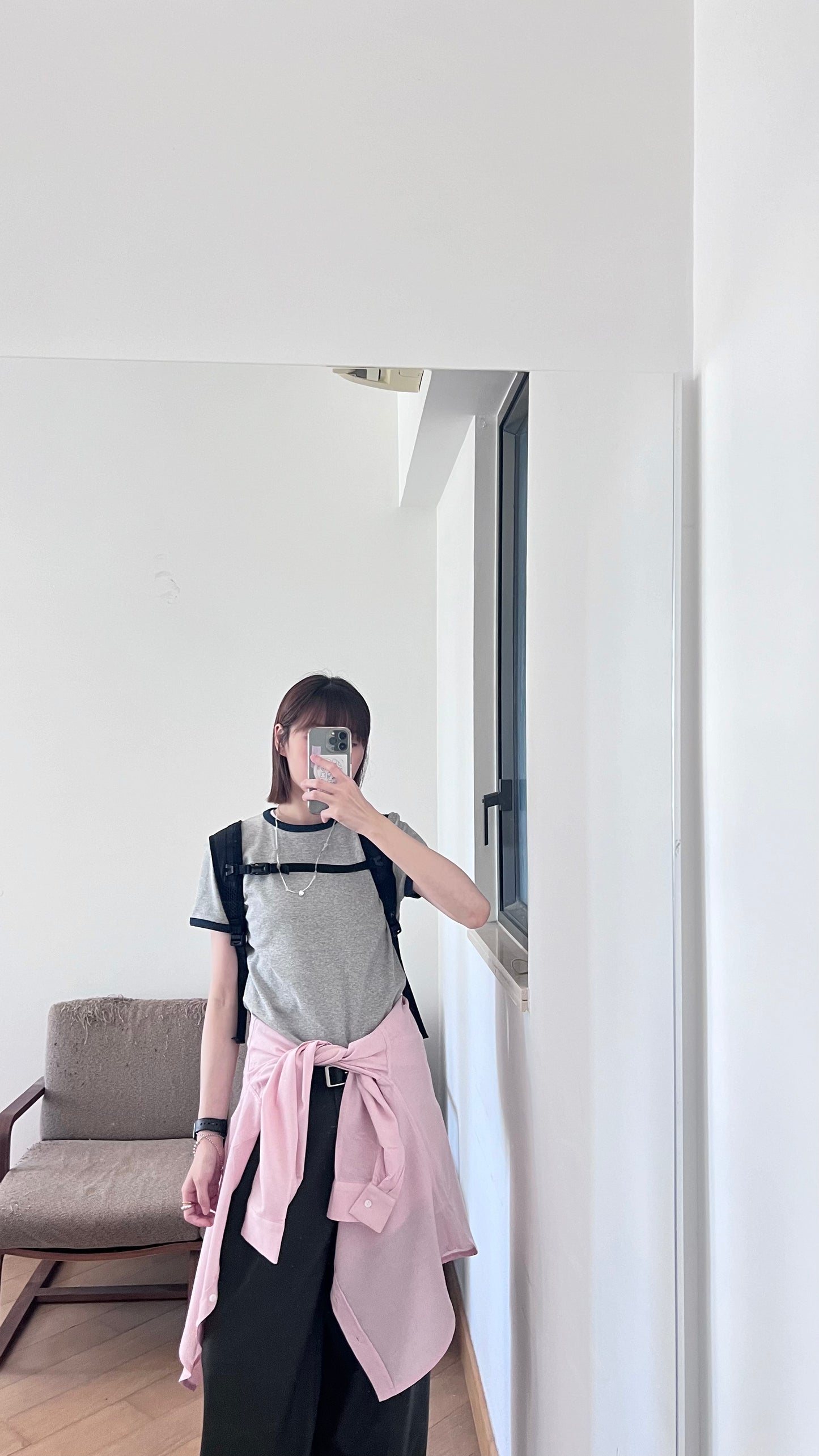 classic low-waisted wide pants in grey (pre-order)