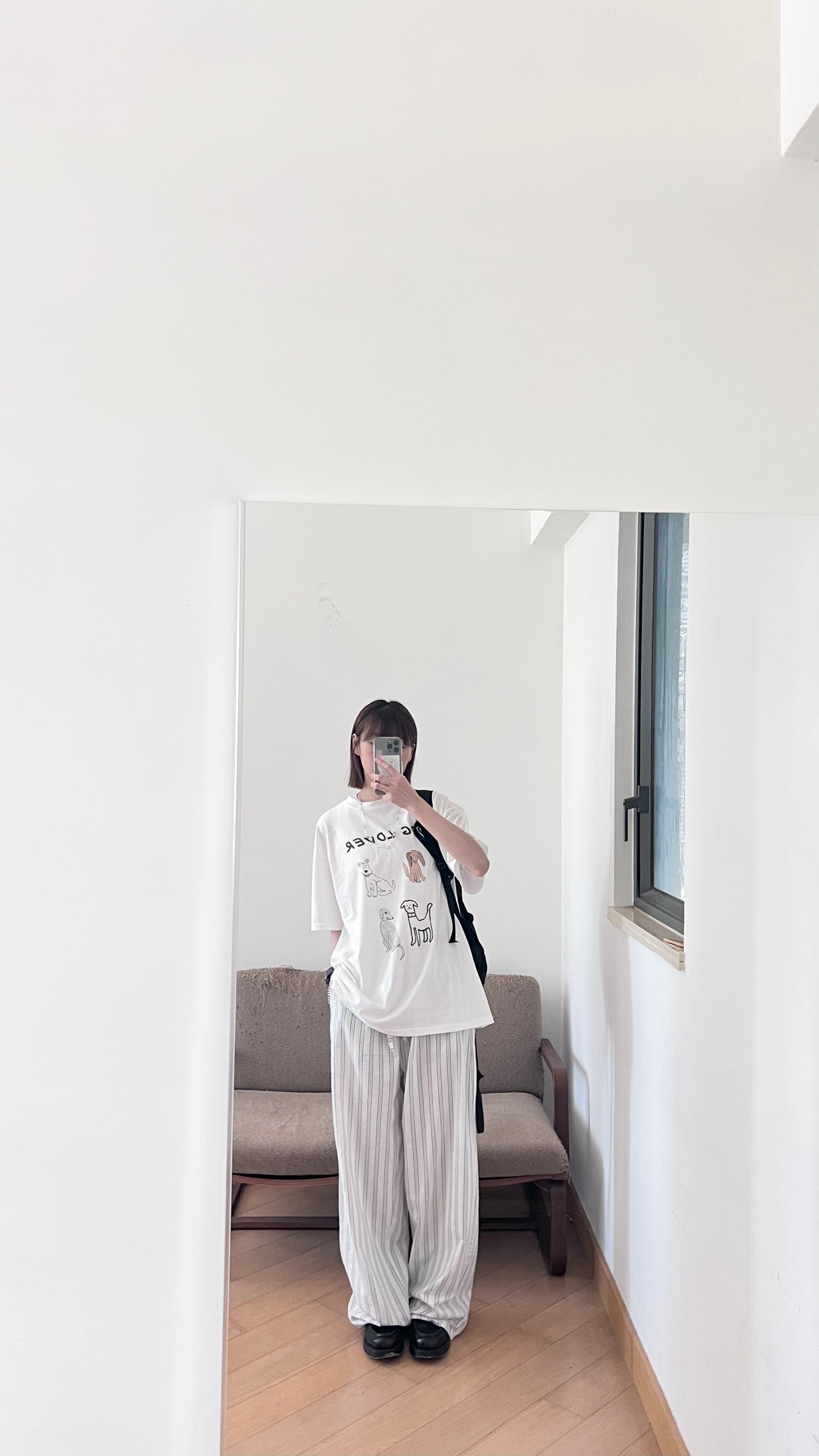 causal striped wide pants in baby blue