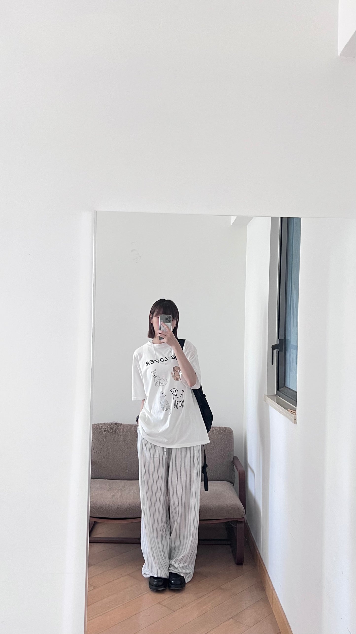 causal striped wide pants in baby blue