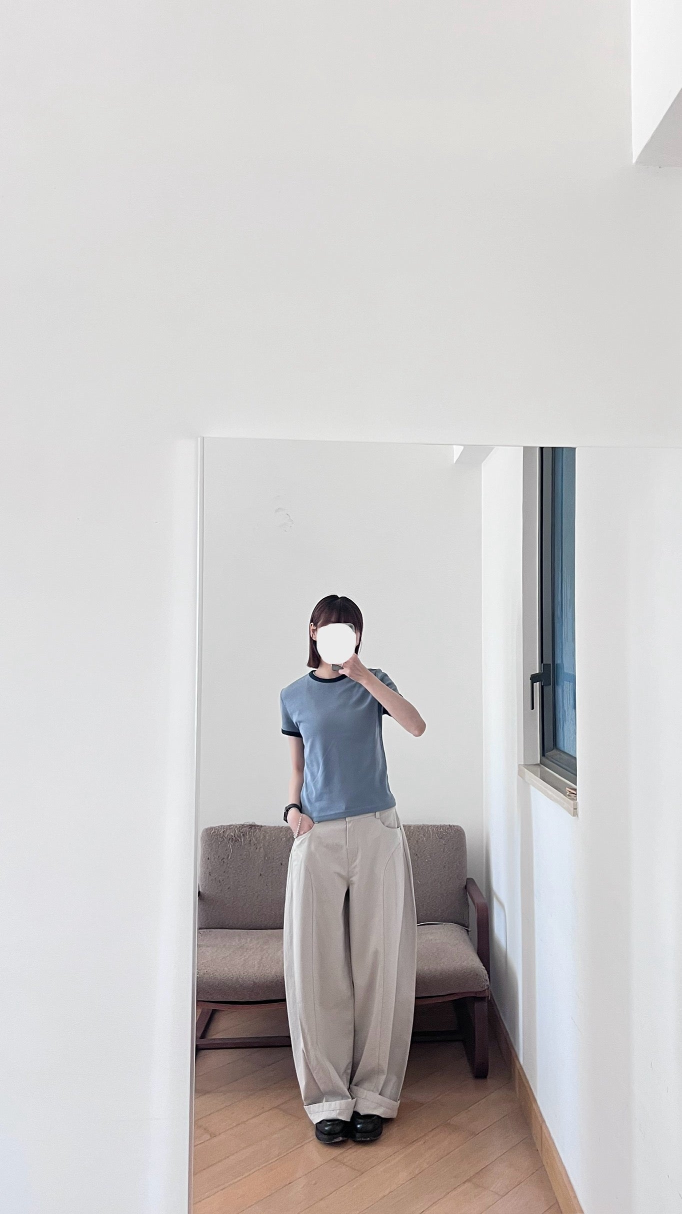 cleanline contrast tee in dusty blue (pre-order)