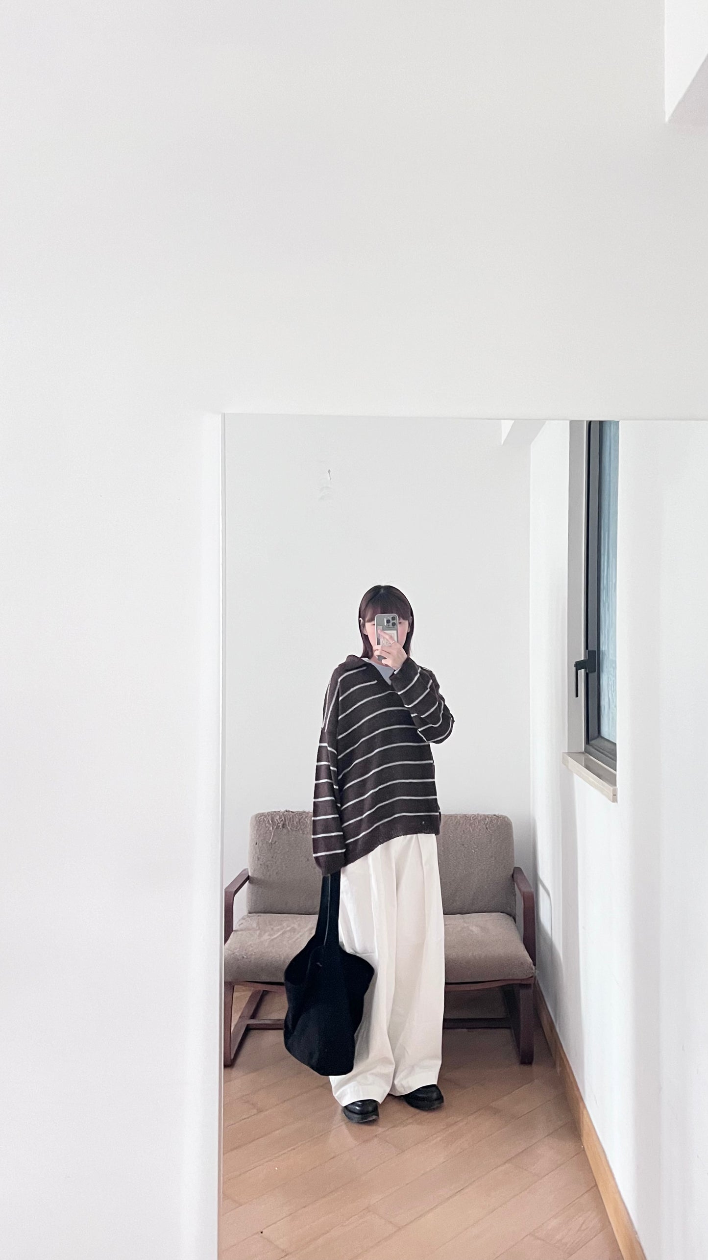 sheer knit polo shirt in brown (pre-order)