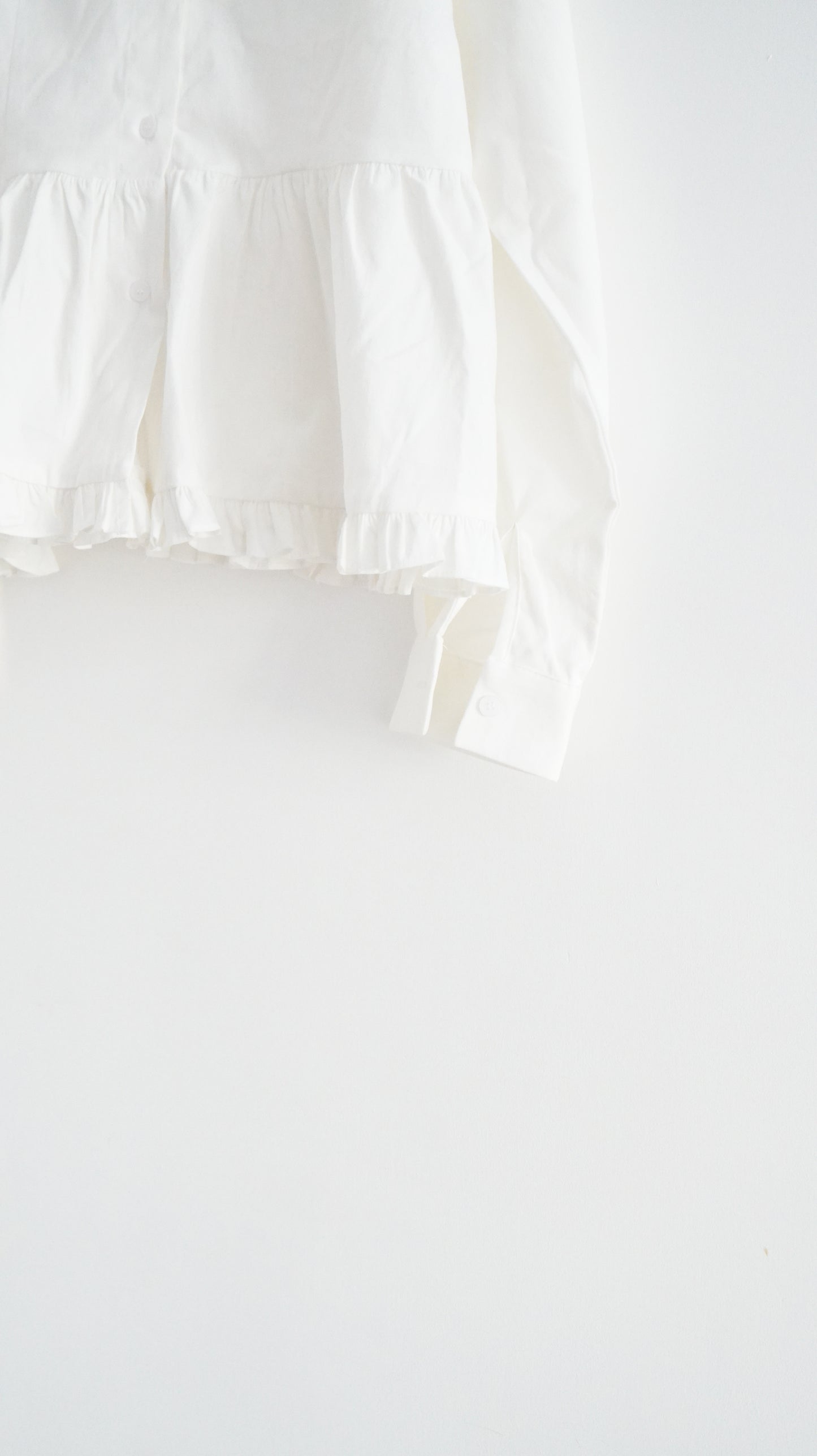 ruffle shirt dress top in white (pre-order)