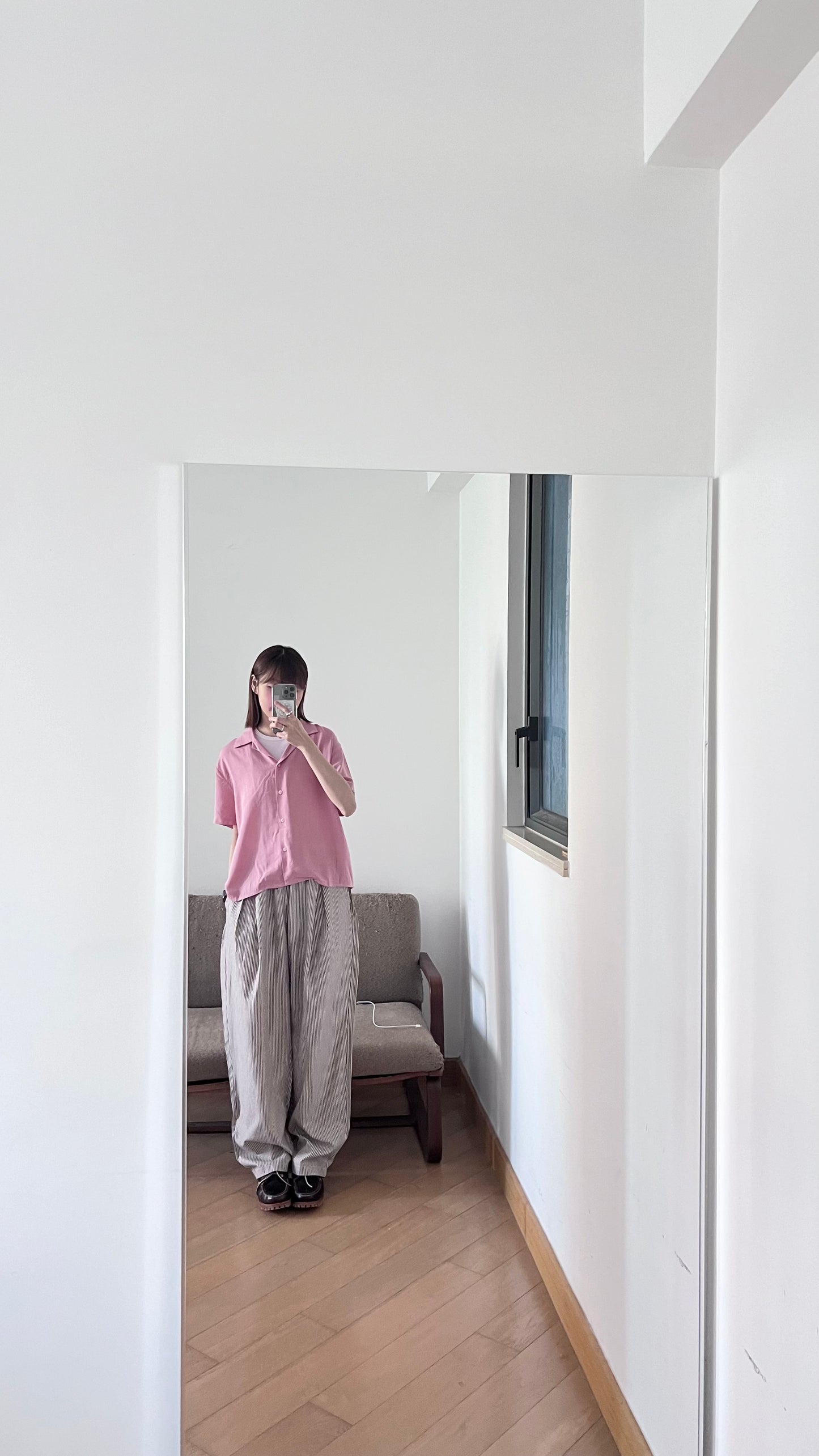 linen summer shirt in azalea pink