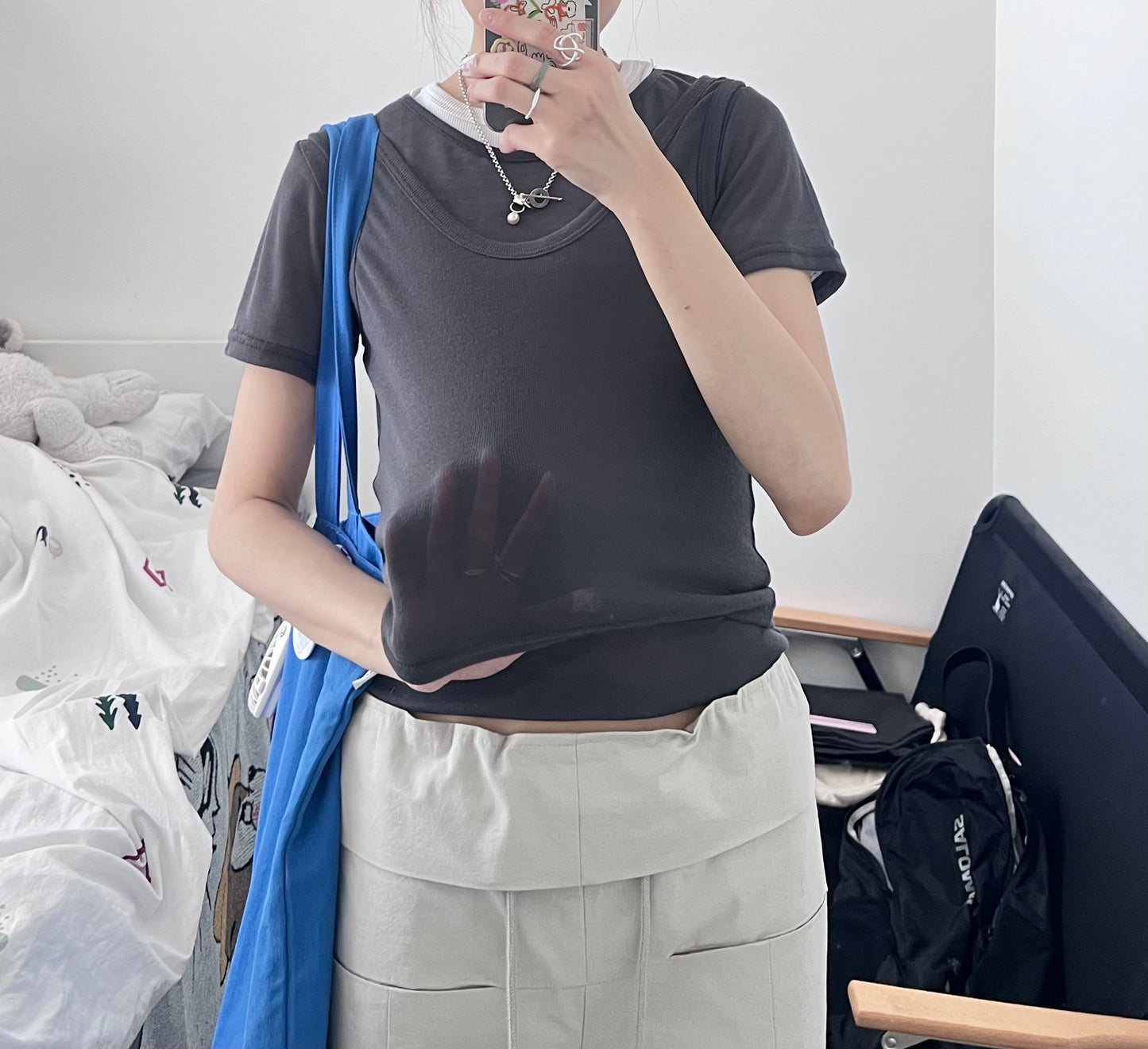 soufflé sheer tee in charcoal (pre-order)