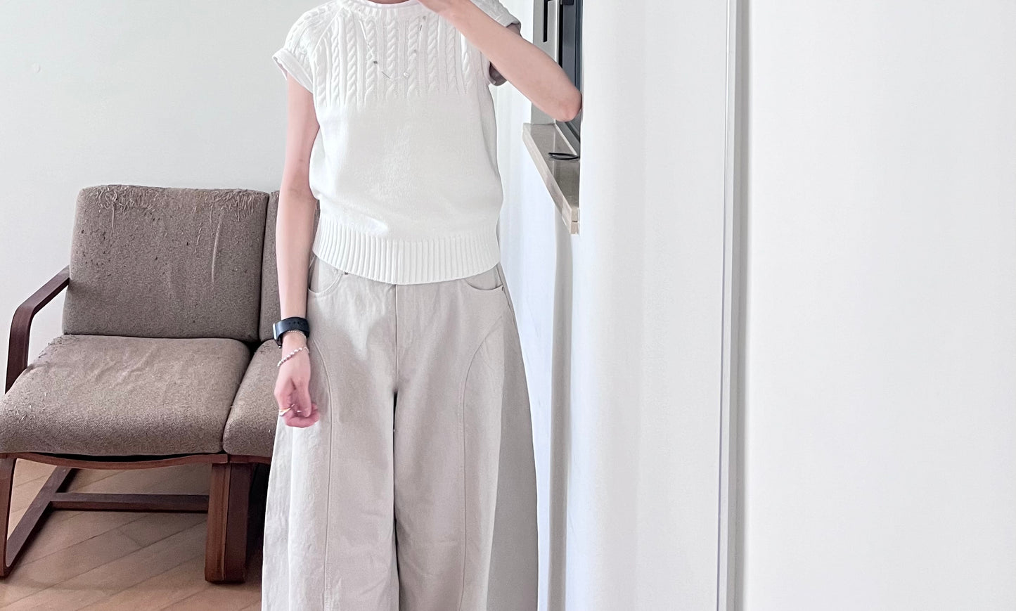 90s short sleeve sweater in cream (pre-order)