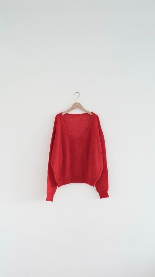atelier light v-neck sweater in red (pre-order)