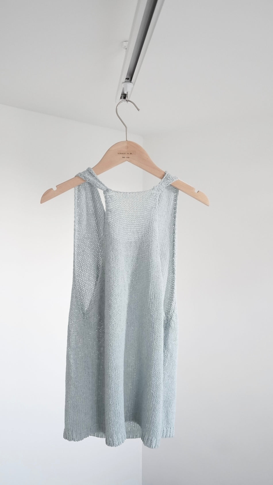 evelyn linen cotton deep v-neck knit vest in sora (pre-order)