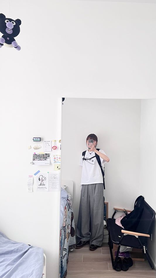 acre double pleat tailored wide-leg trousers in grey (pre-order)