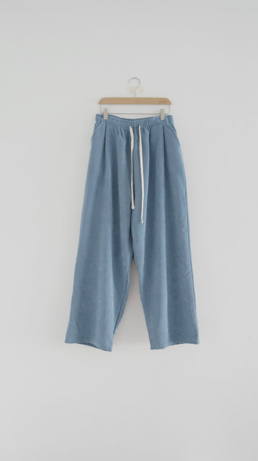 cozy corduroy wide pants in lake blue ( pre-order )