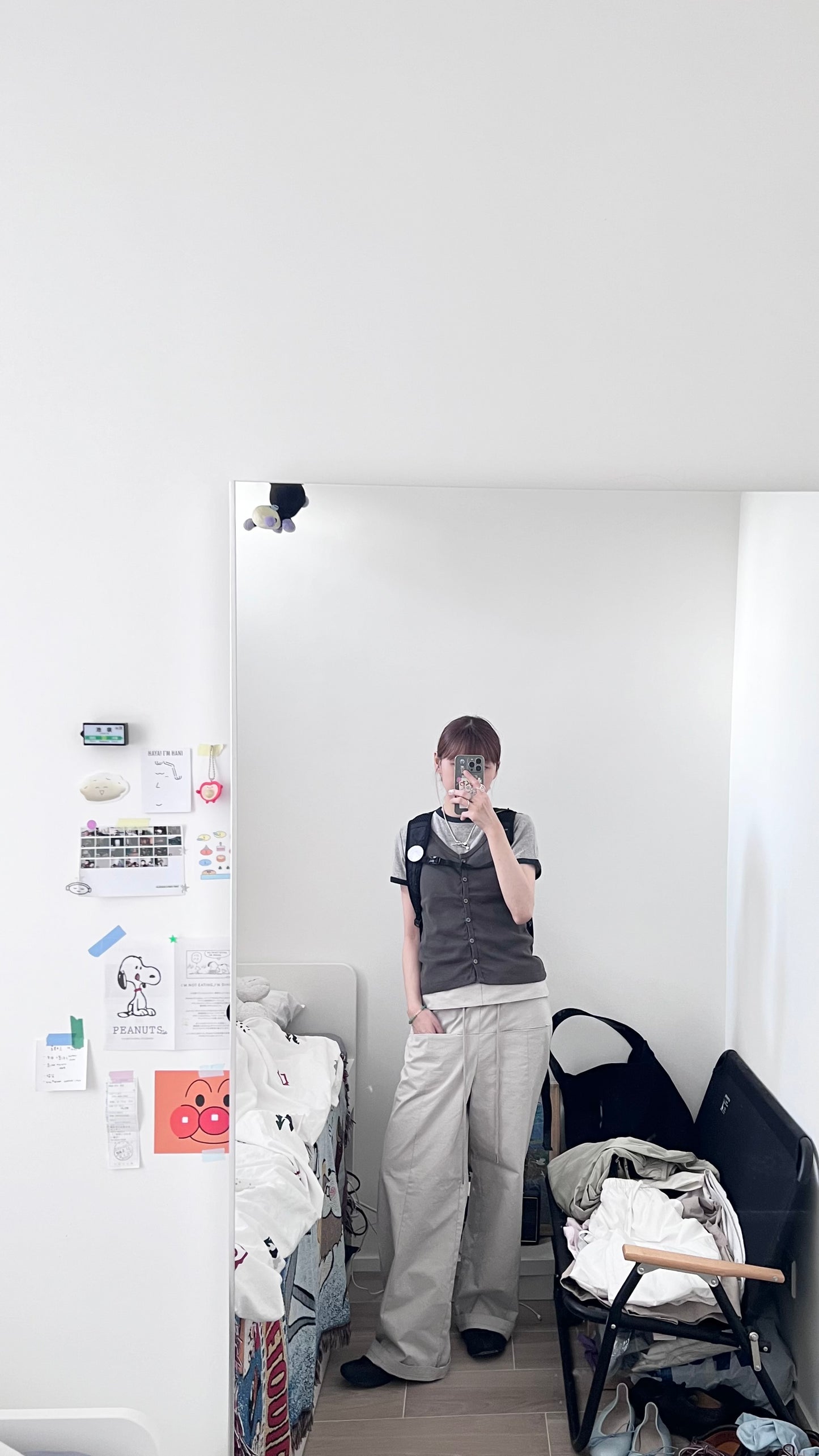 Leon cookies button tank top in charcoal (pre-order)