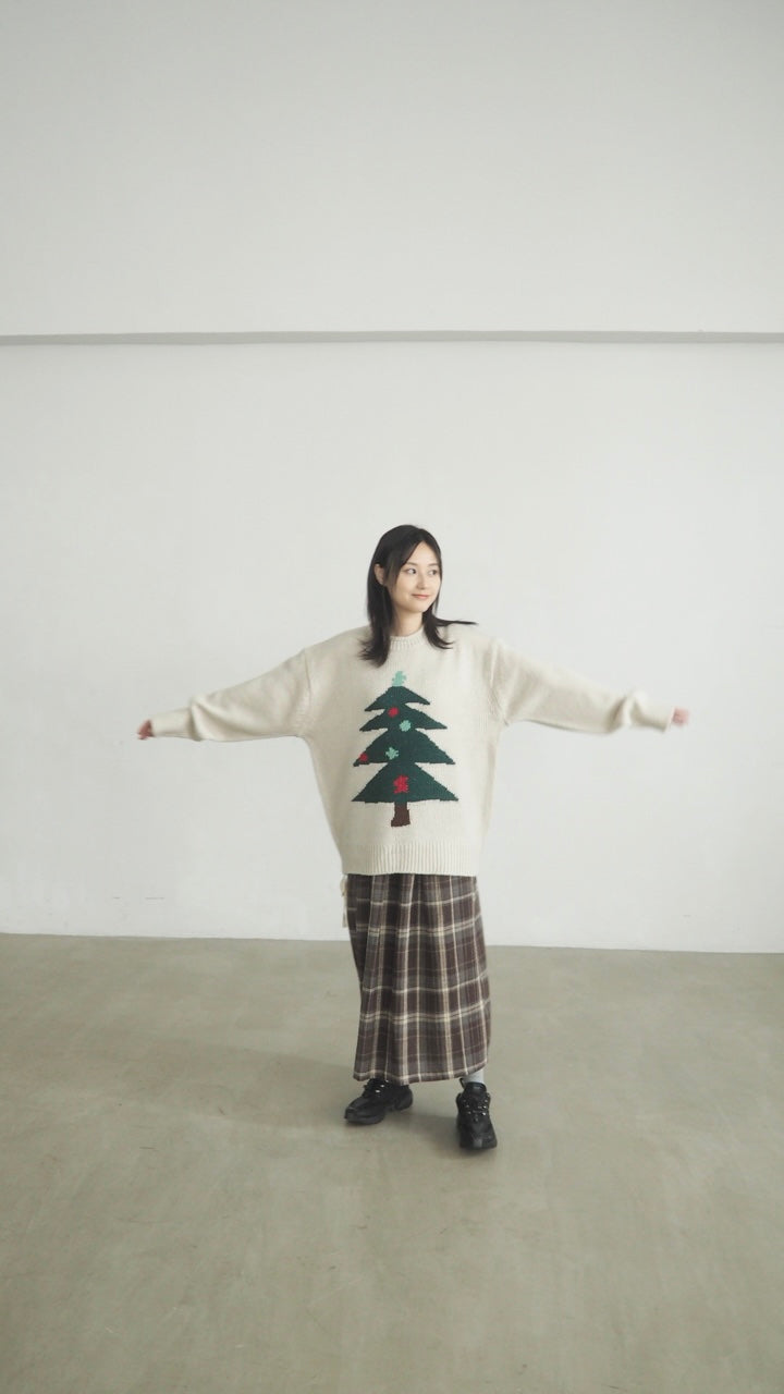 japanese style checked skirt in brown (pre-order)