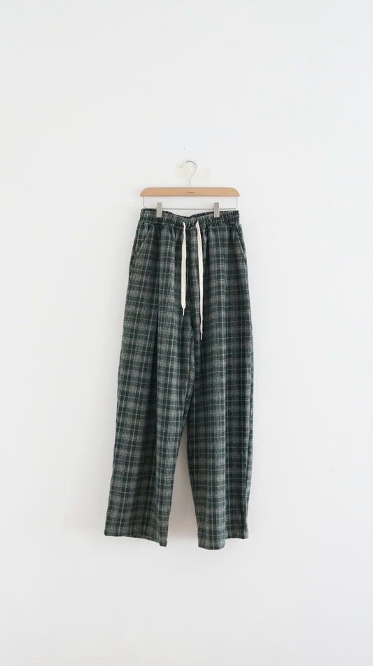 Dover check cotton pants in green (pre-order)