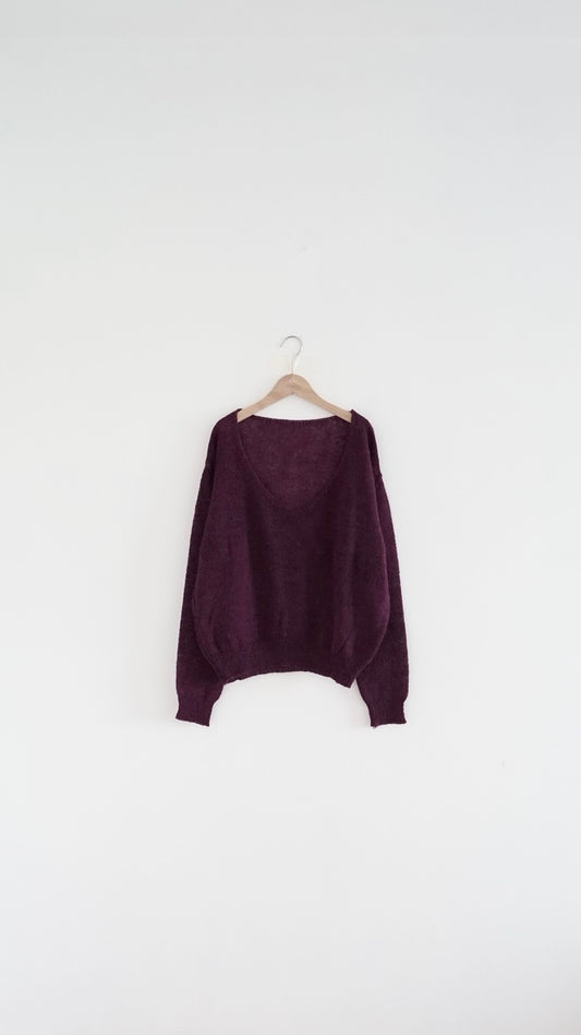 atelier light v-neck sweater in amarante (pre-order)