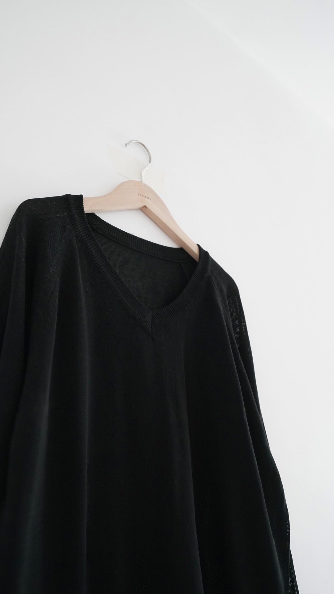 elian classic v-neck summer sheer sweater in black (pre-order)