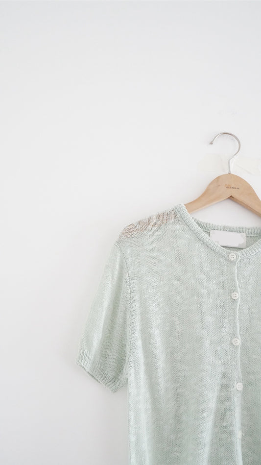 sheer short sleeve cardigan in mint (pre-order)