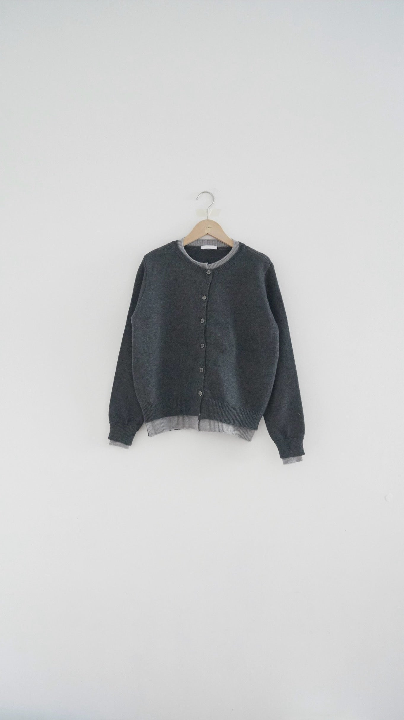 layered knit cardigan in dark grey ( pre-order )