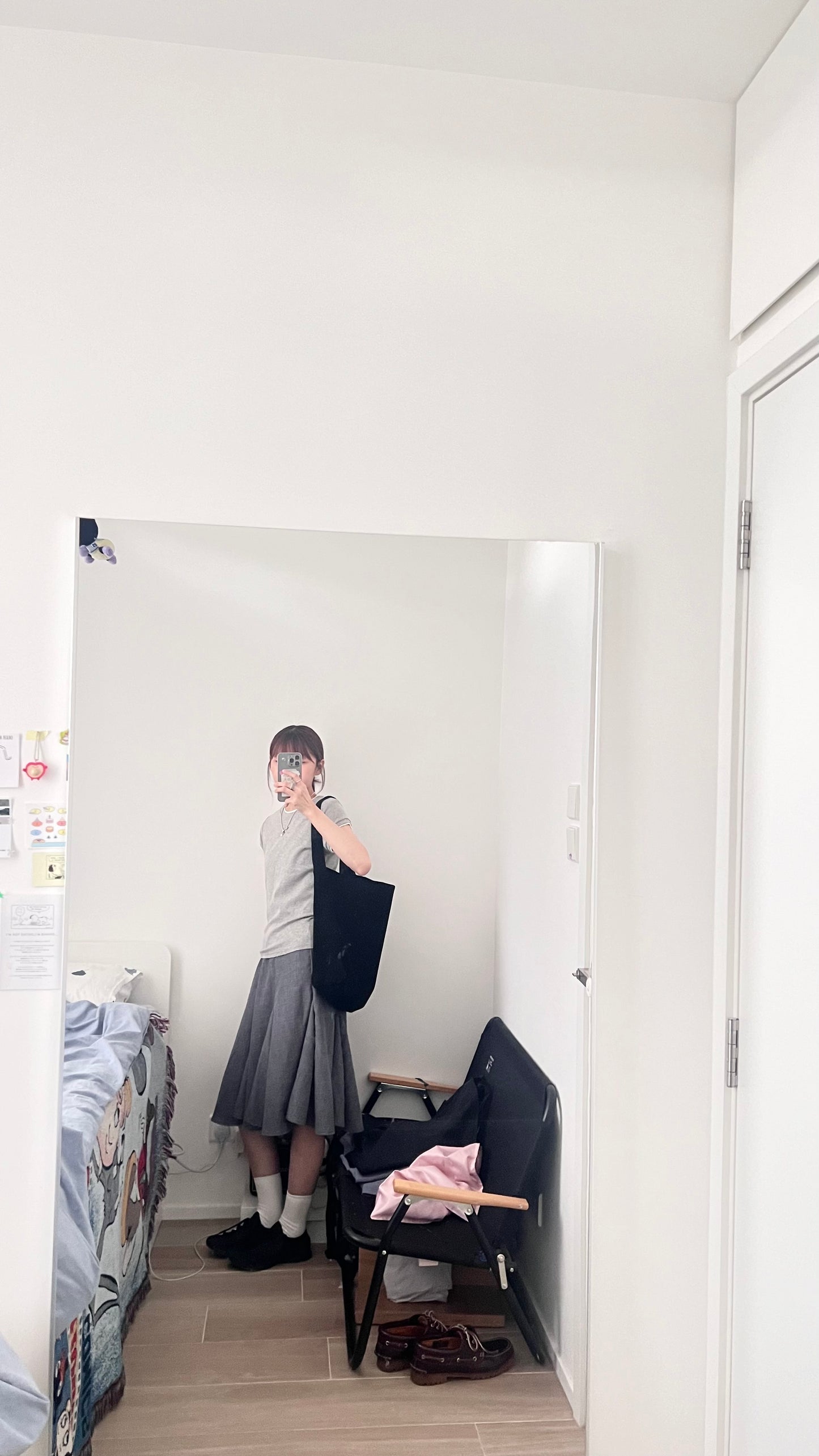 belle panelled flare midi skirt in grey (pre-order)