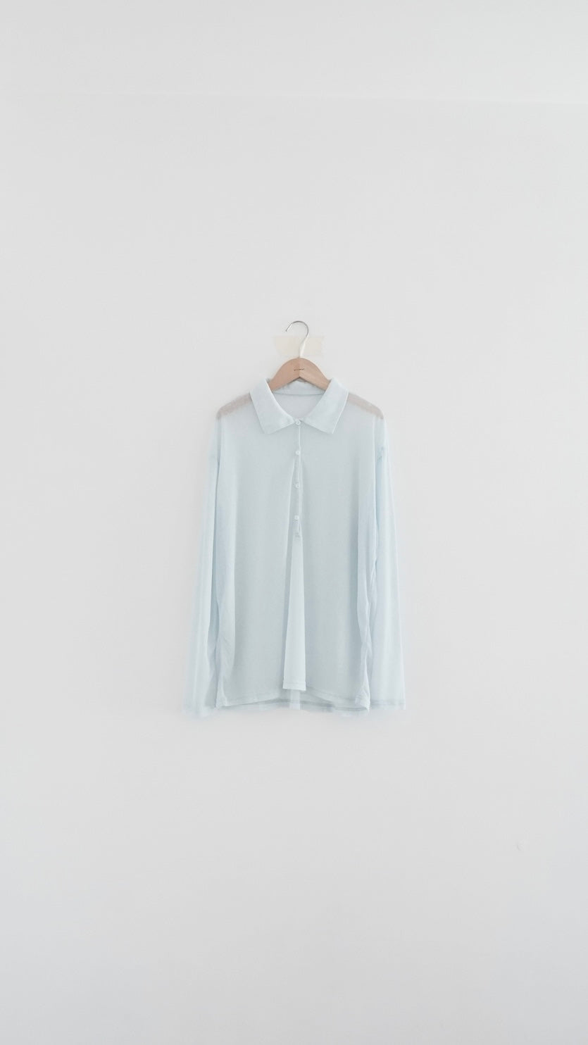 velor sheer polo shirt in sora (pre-order)