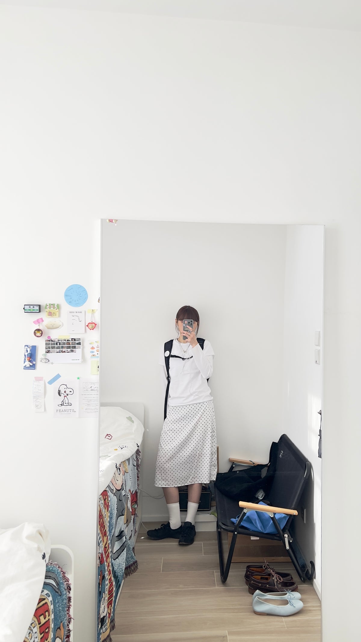 jenny dot midi skirt in white (pre-order)