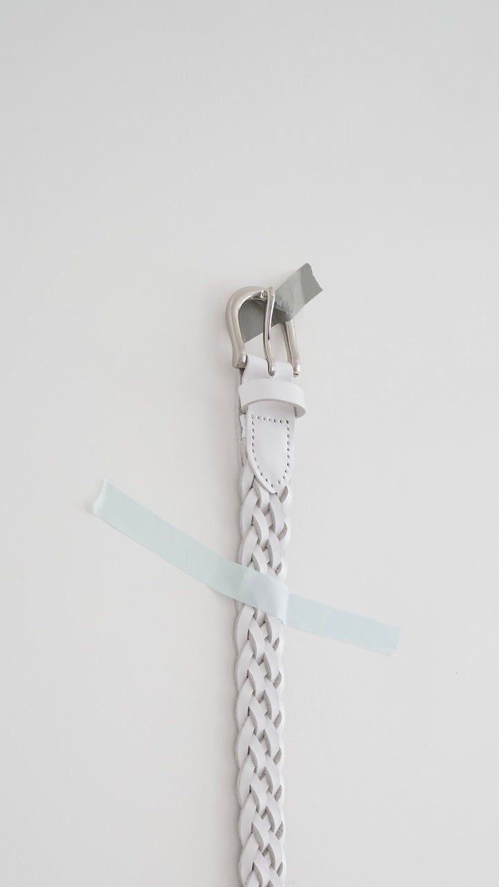 braid leather belt in white (pre-order)