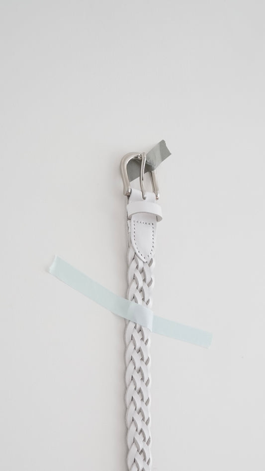 braid leather belt in white (pre-order)