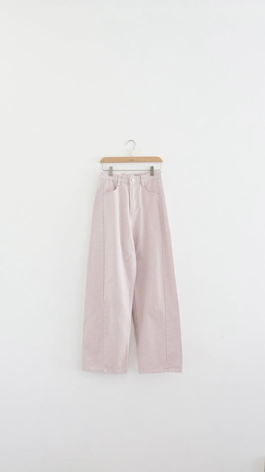 blush pink wide-leg denim pants (pre-order)