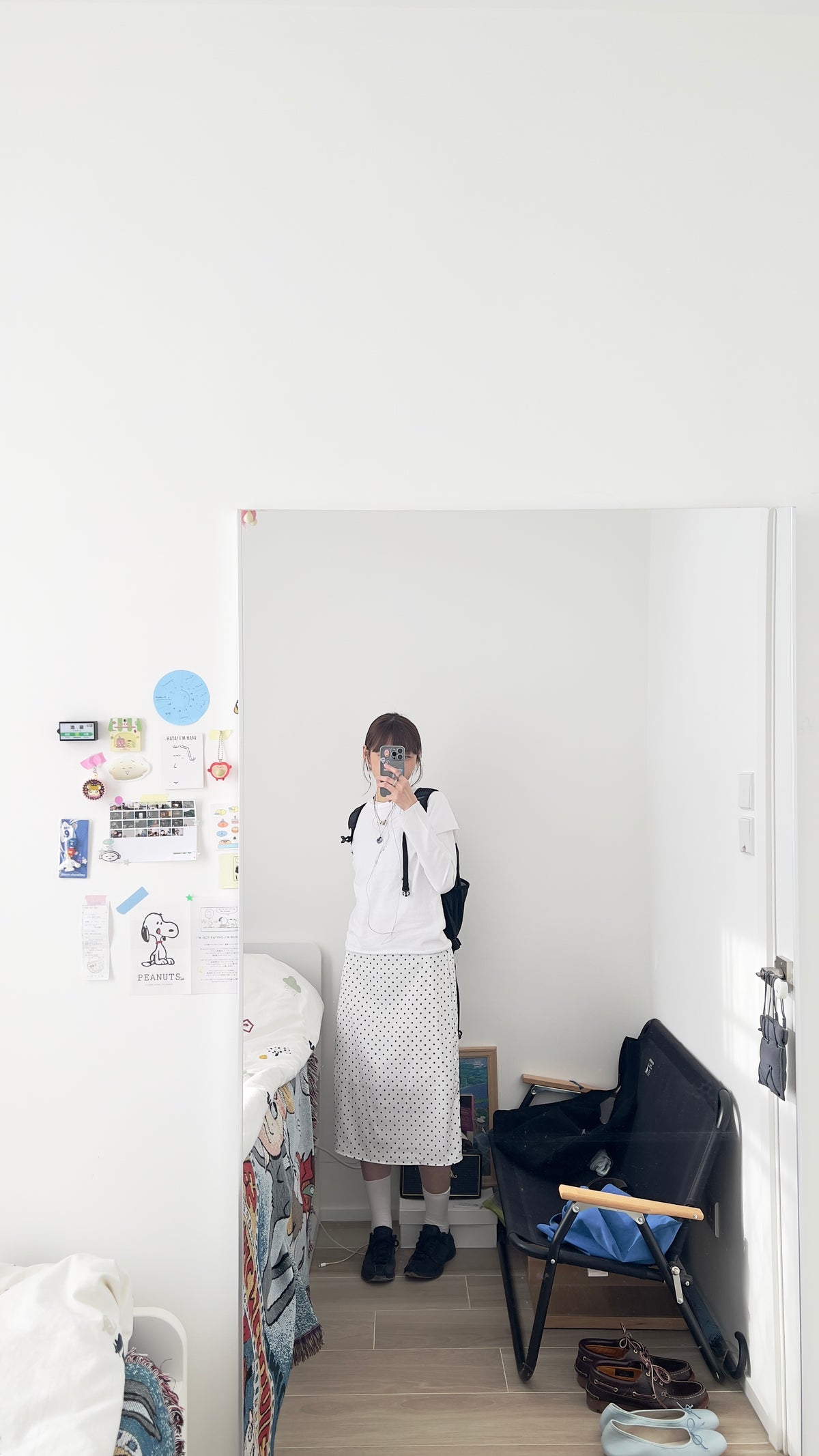 jenny dot midi skirt in white (pre-order)