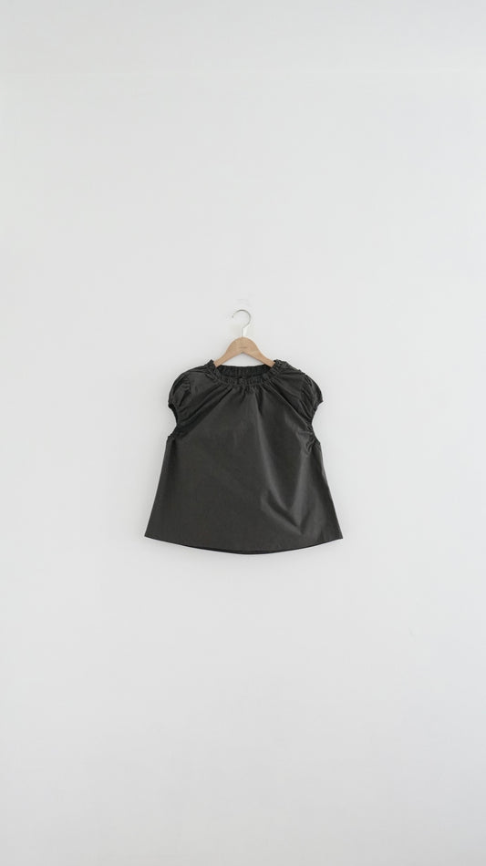 petal neck blouse in charcoal