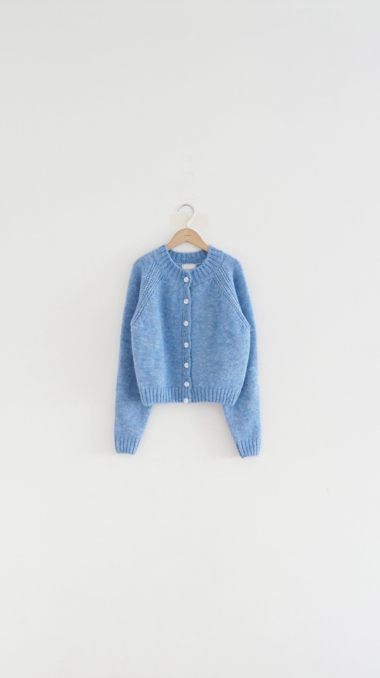 the freya horn sleeve cardigan in light glaucous blue（pre-order)