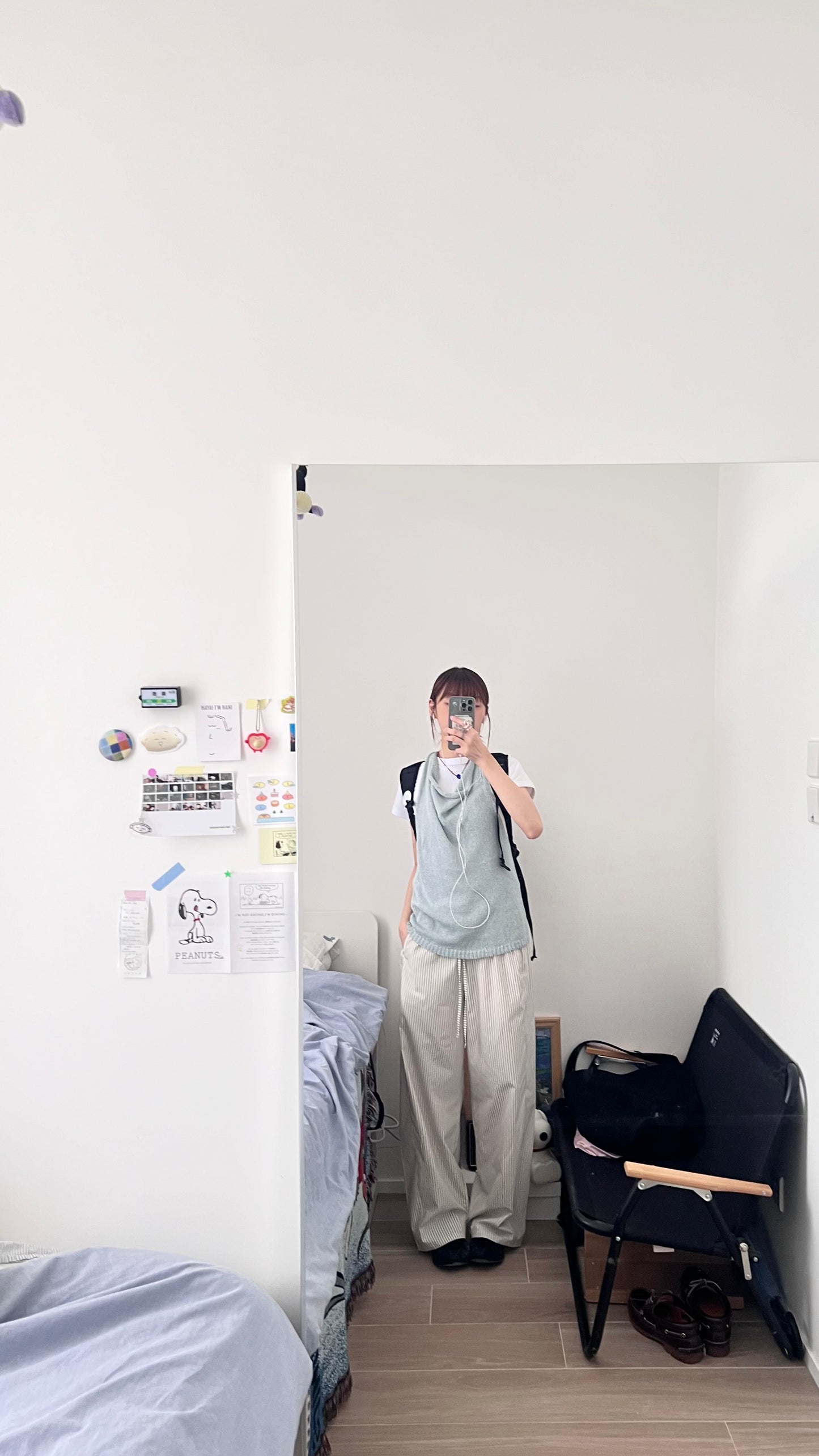 evelyn linen cotton deep v-neck knit vest in sora (pre-order)