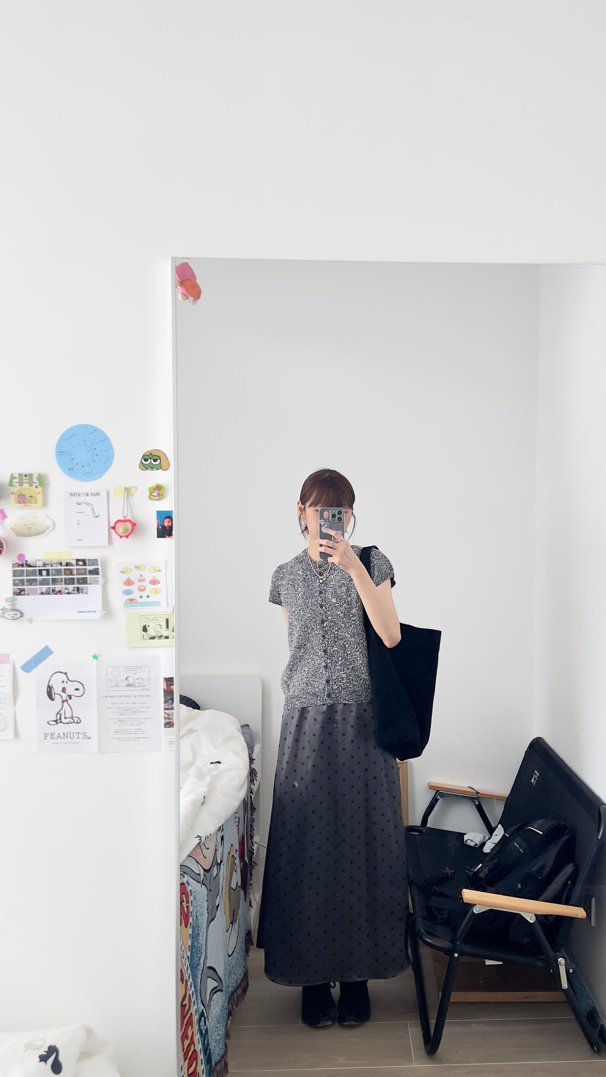 helen satin dot maxi skirt in black (pre-order)