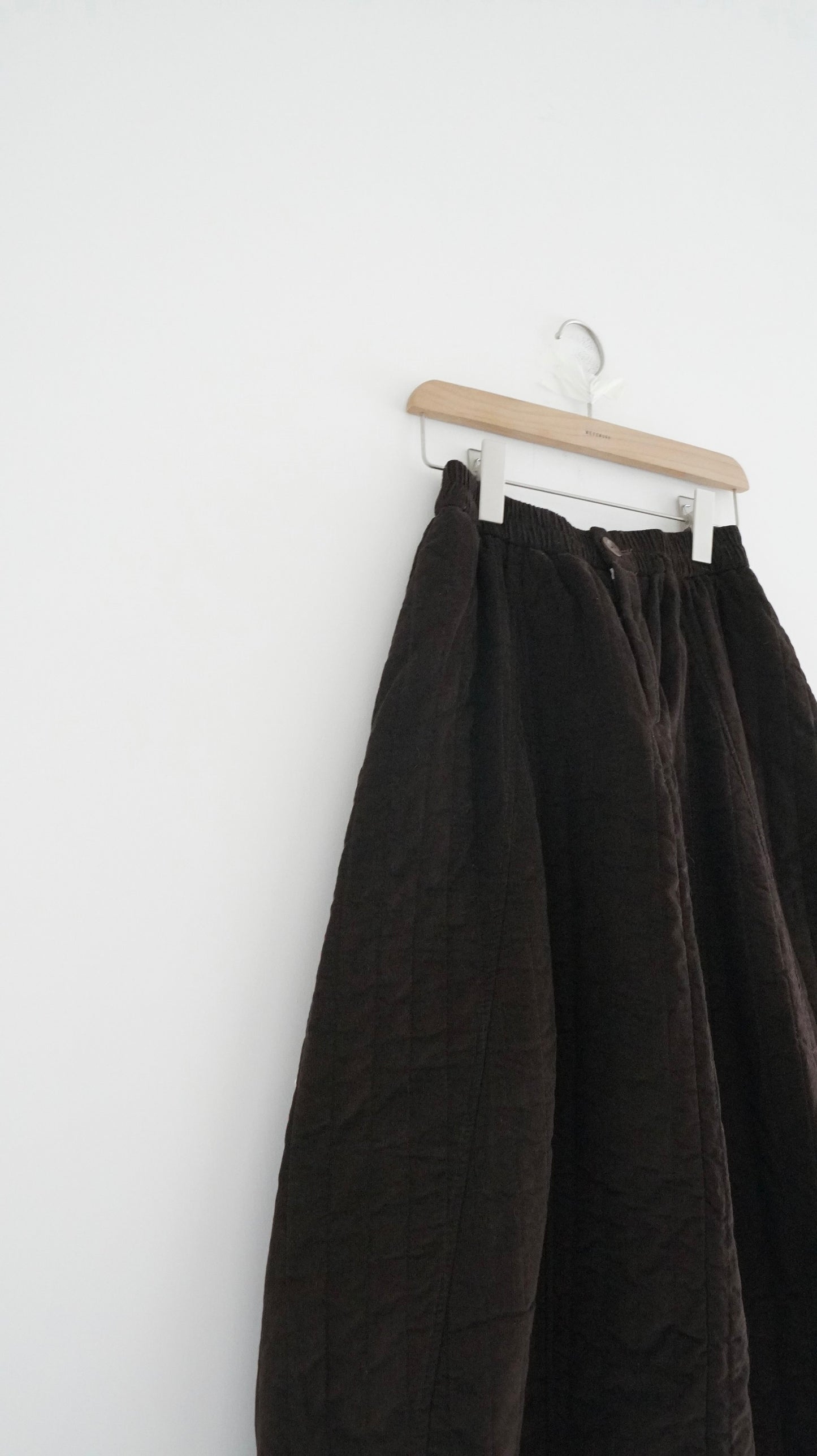 quilted cocoon skirt in brown (pre-order)