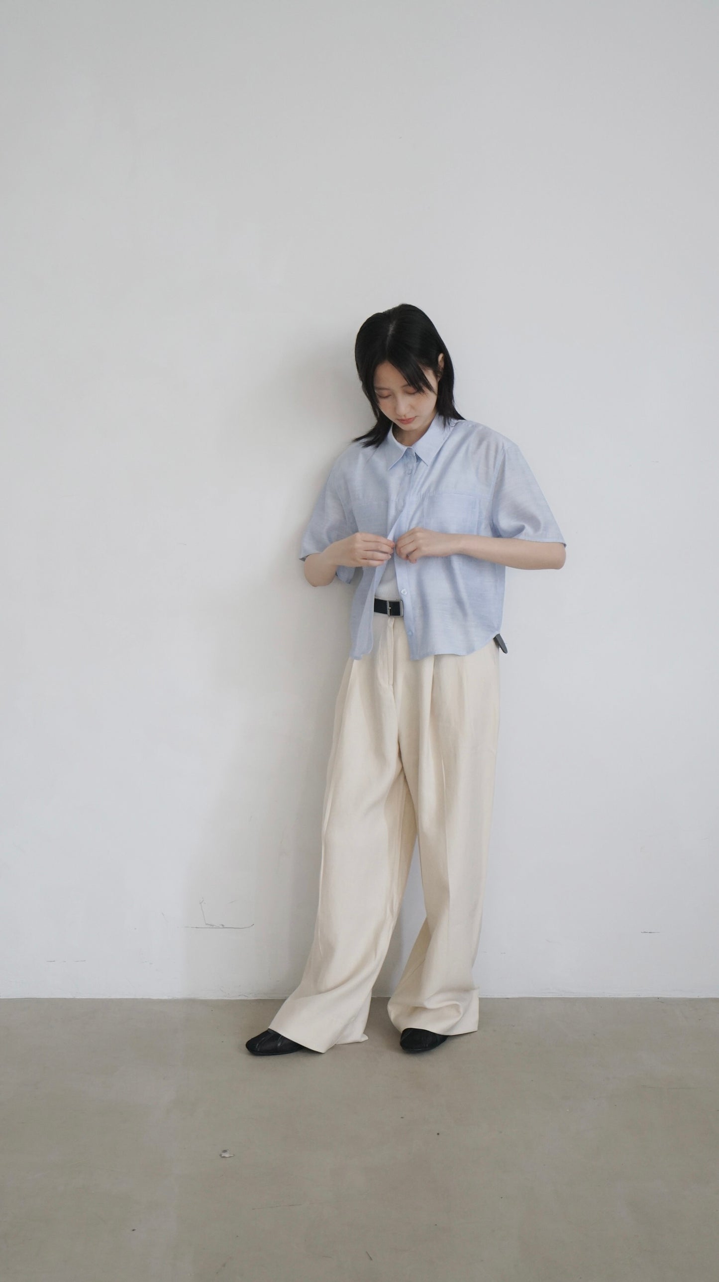 airy rayon shirt in sora (pre-order)