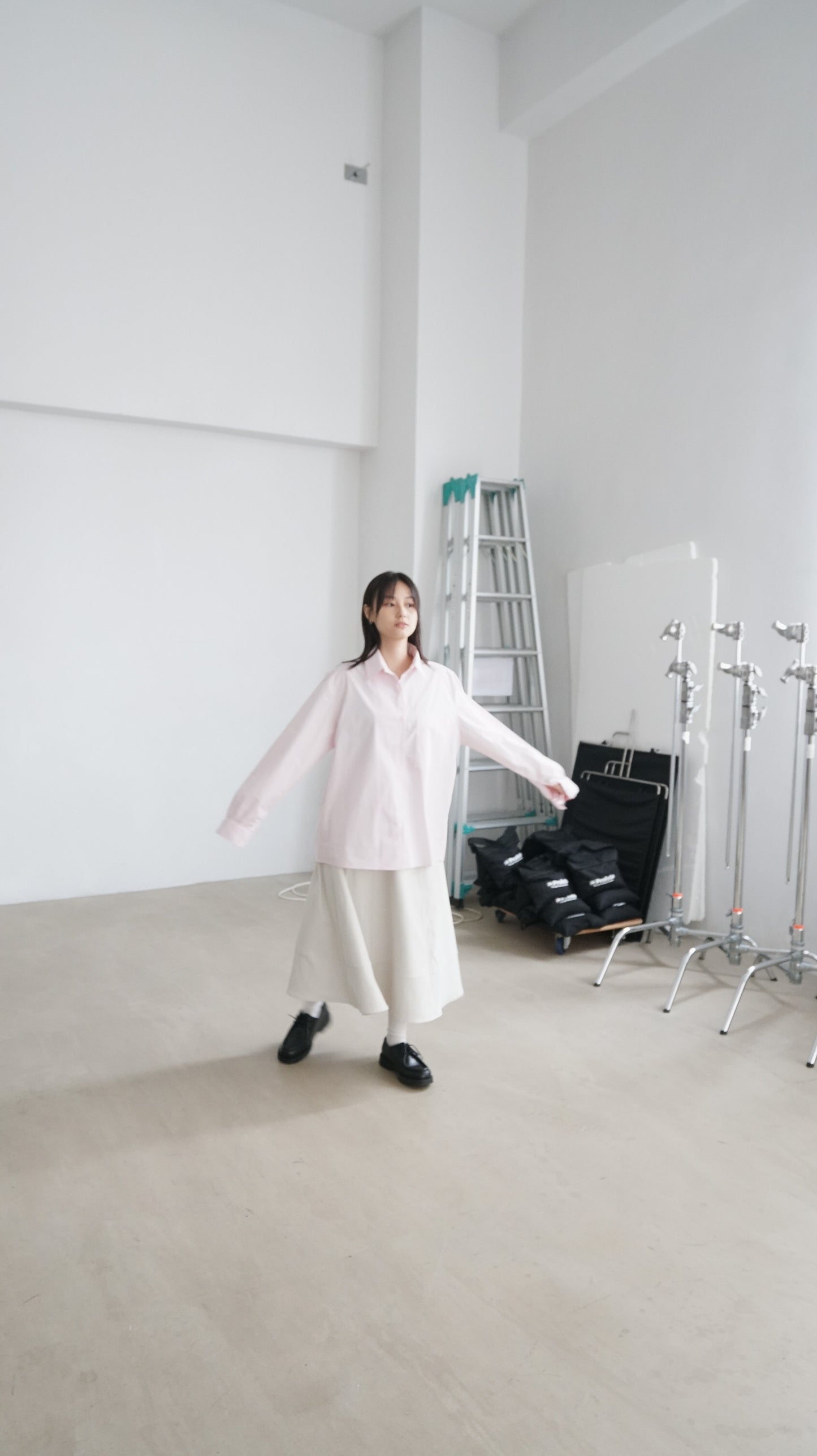 minimalist a-line long skirt in ice ( pre-order )