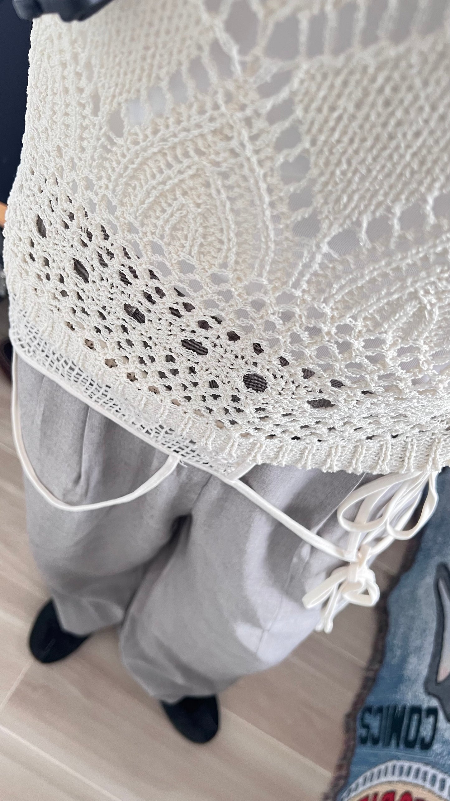 90s openwork knit top in ivory (pre-order)