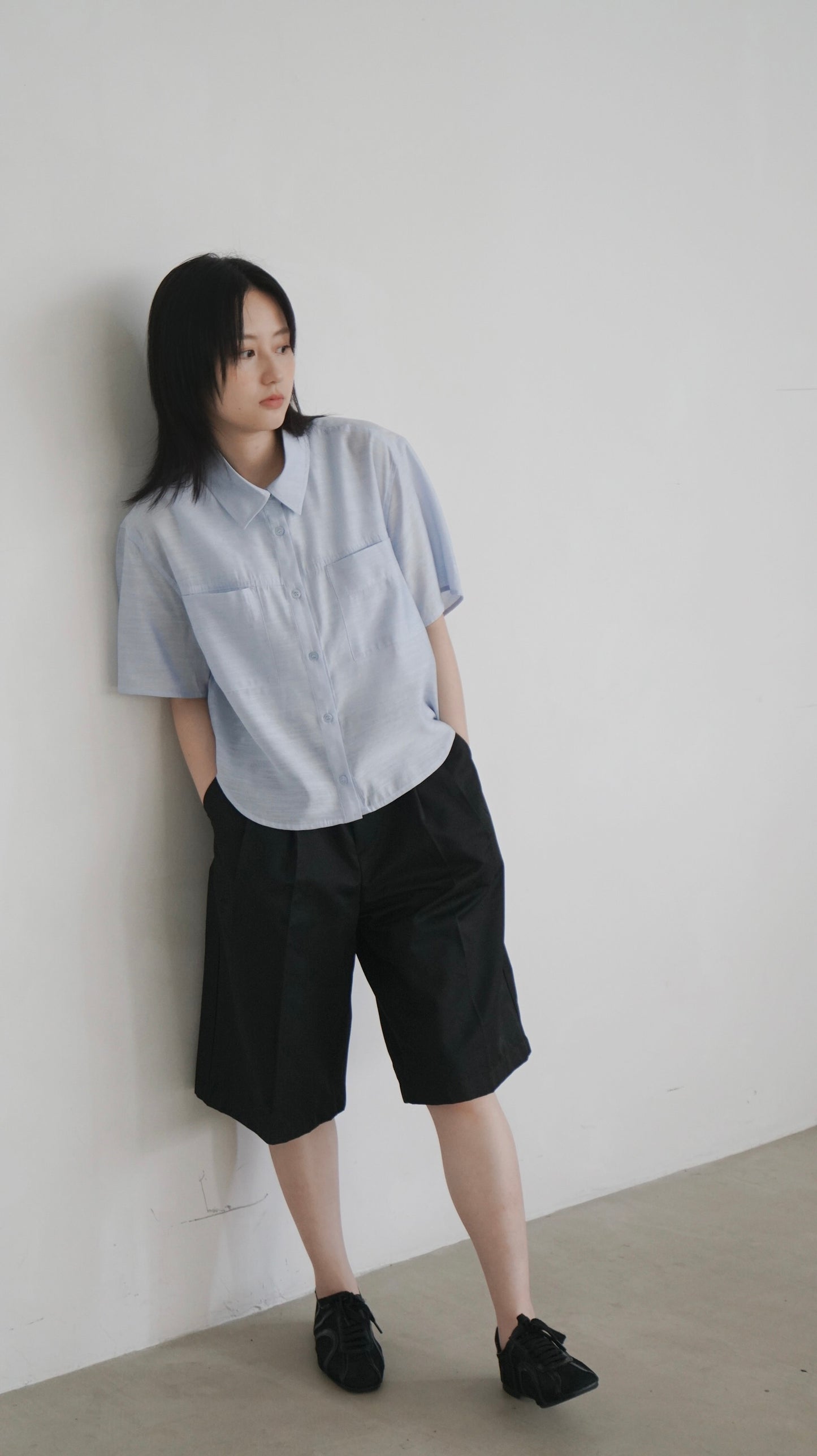 airy rayon shirt in sora (pre-order)