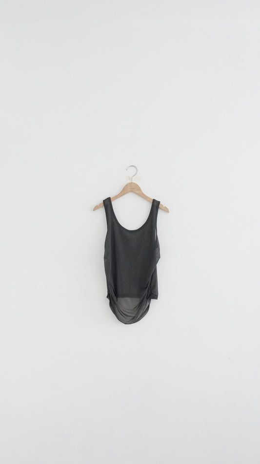 sheer pleat vest in charcoal (pre-order)