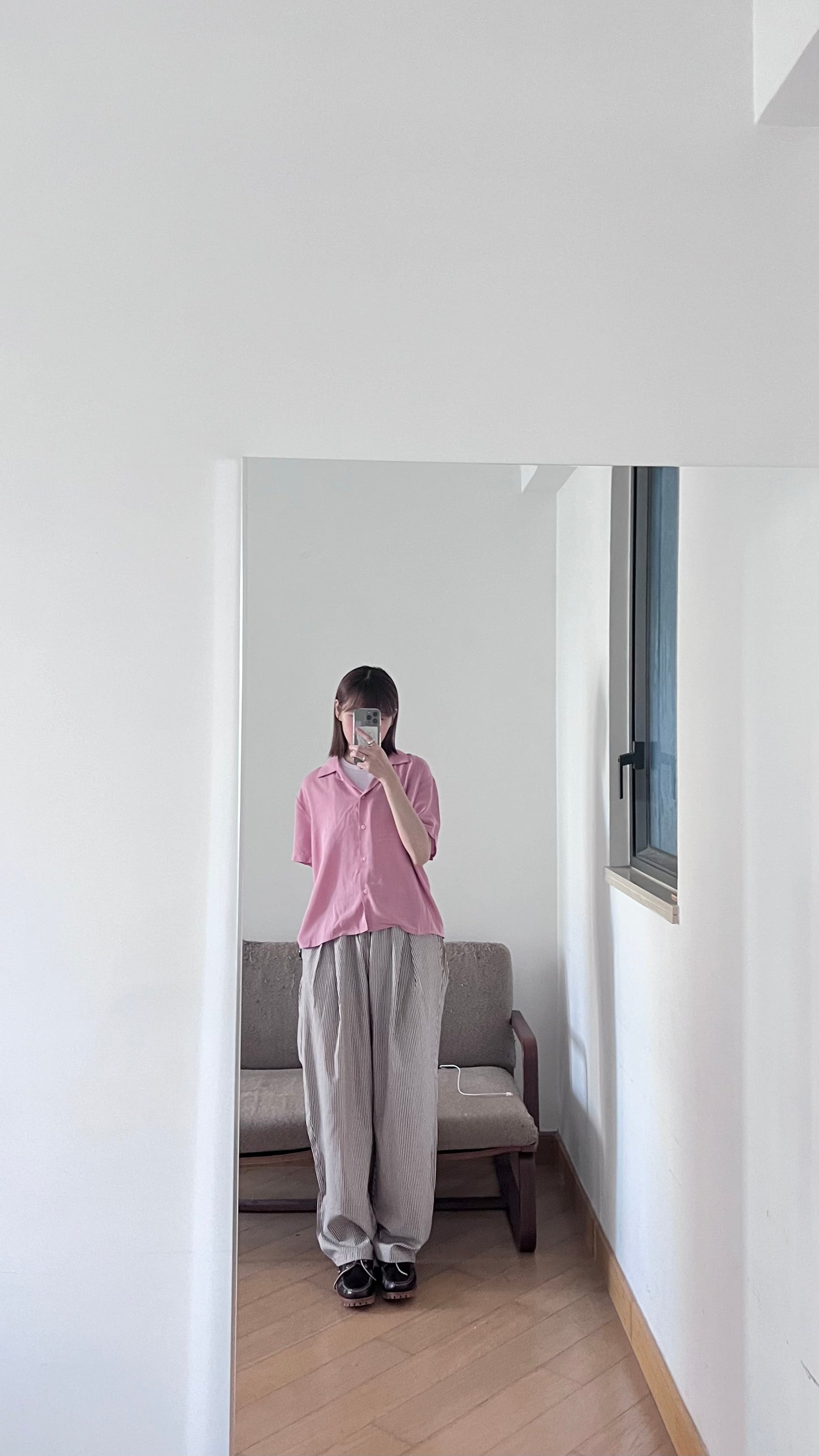 linen summer shirt in azalea pink