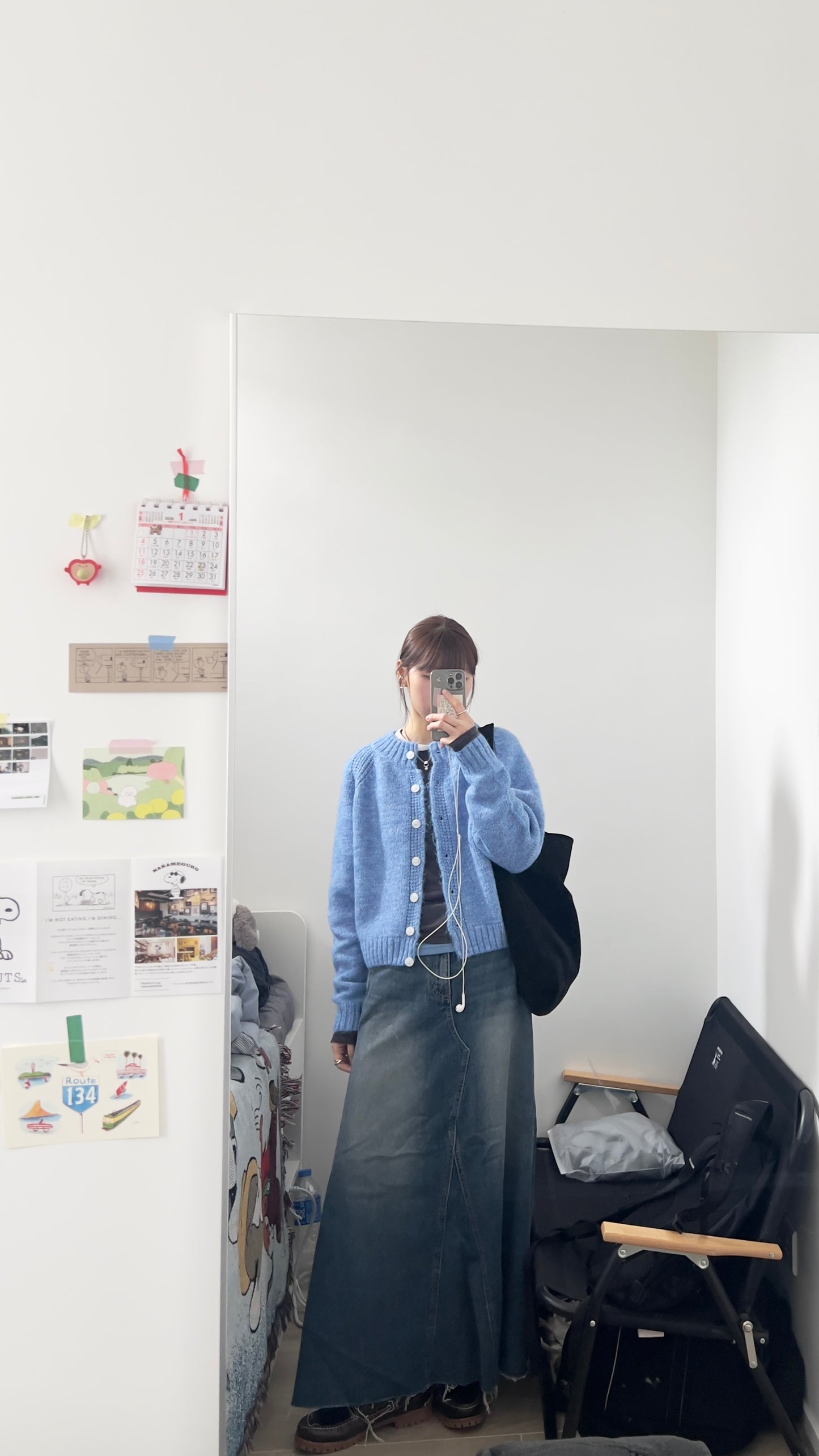 the freya horn sleeve cardigan in light glaucous blue（pre-order)