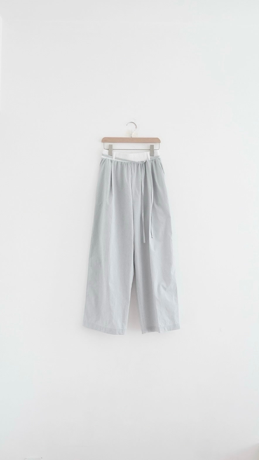 aoi drawstring striped wide-leg trousers in ice grey (pre-order)