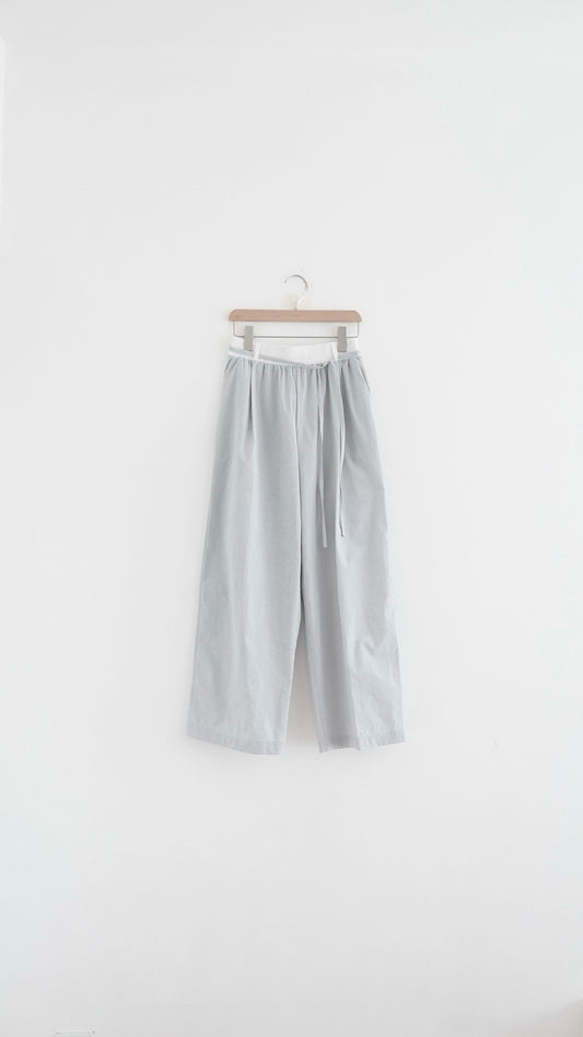 aoi drawstring striped wide-leg trousers in ice grey (pre-order)
