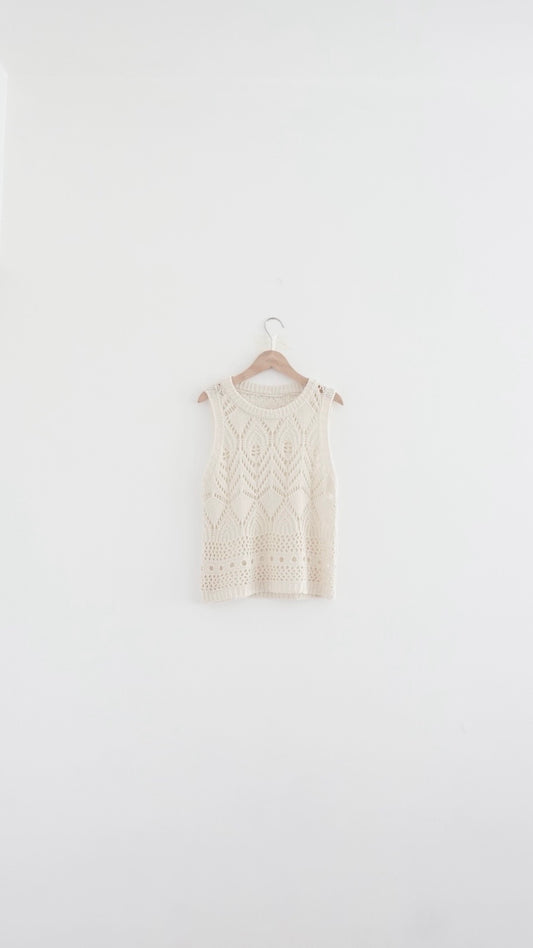 90s openwork knit top in ivory (pre-order)