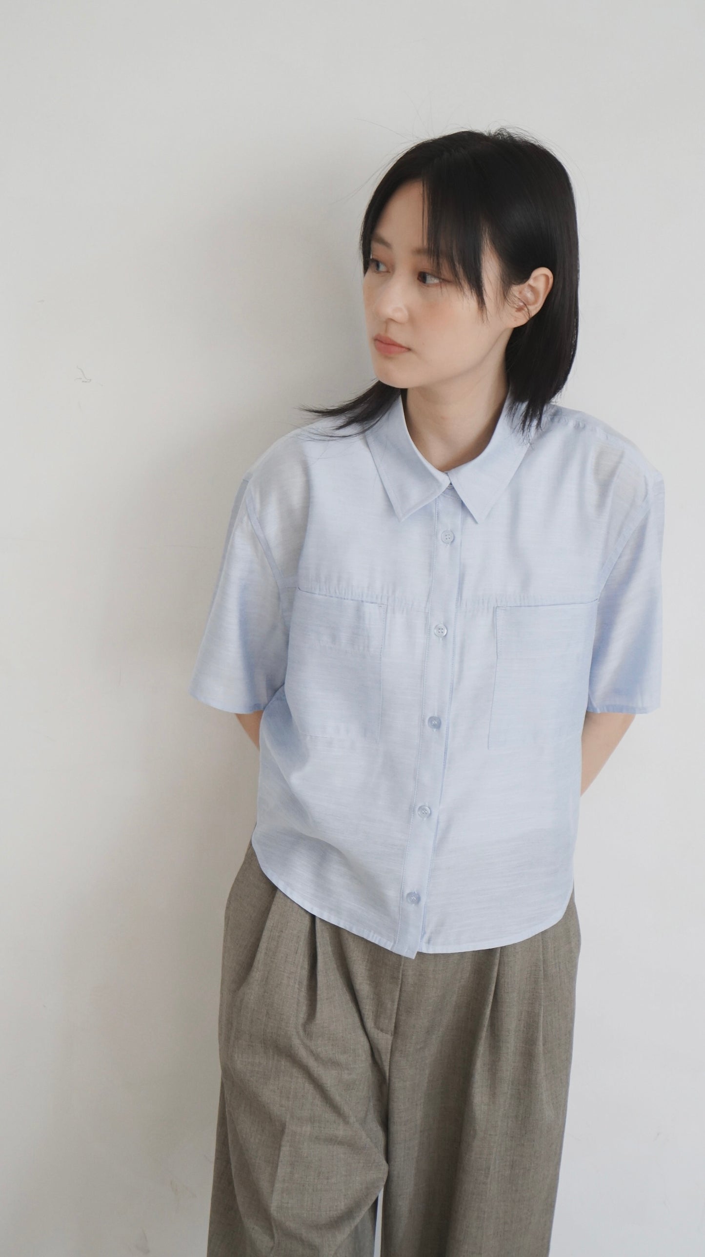 airy rayon shirt in sora (pre-order)