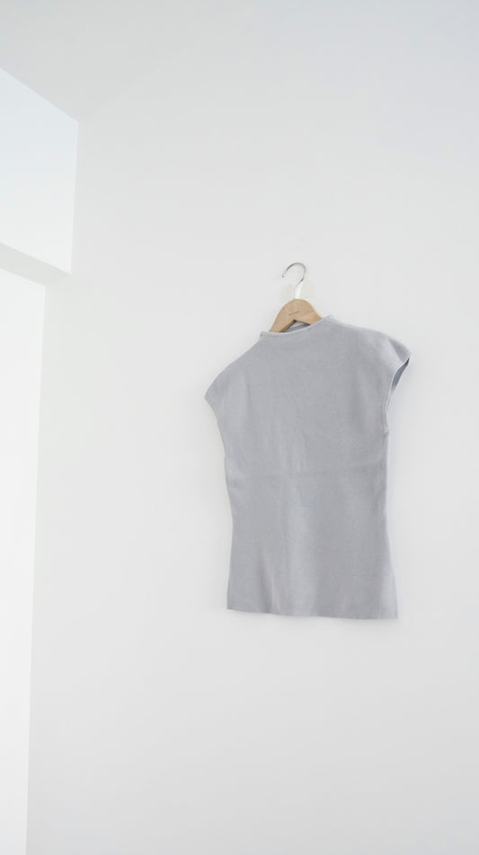 retro knit tank top in grey