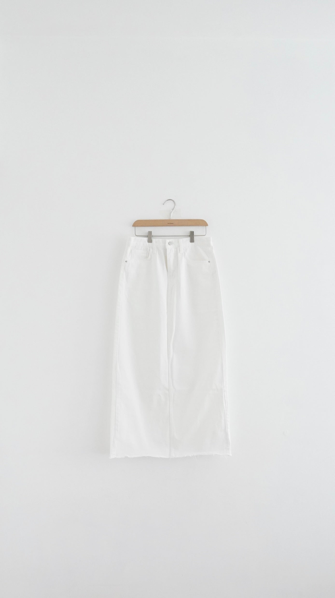 classic denim maxi skirt in off white