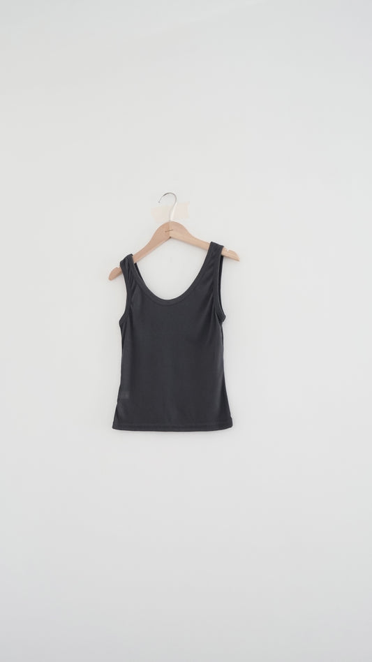 soufflé sheer layered tank top in charcoal (pre-order)