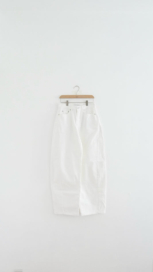 high-quality cocoon denim pants in white (S)