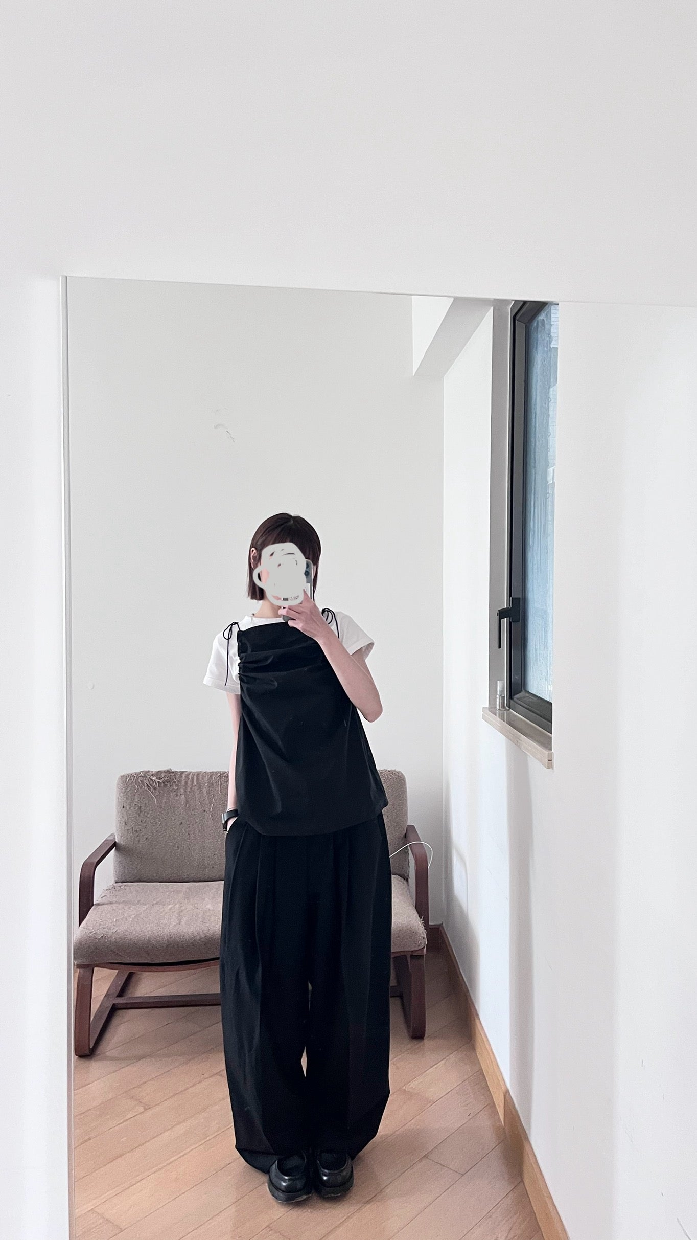 lowrise mode pants in black