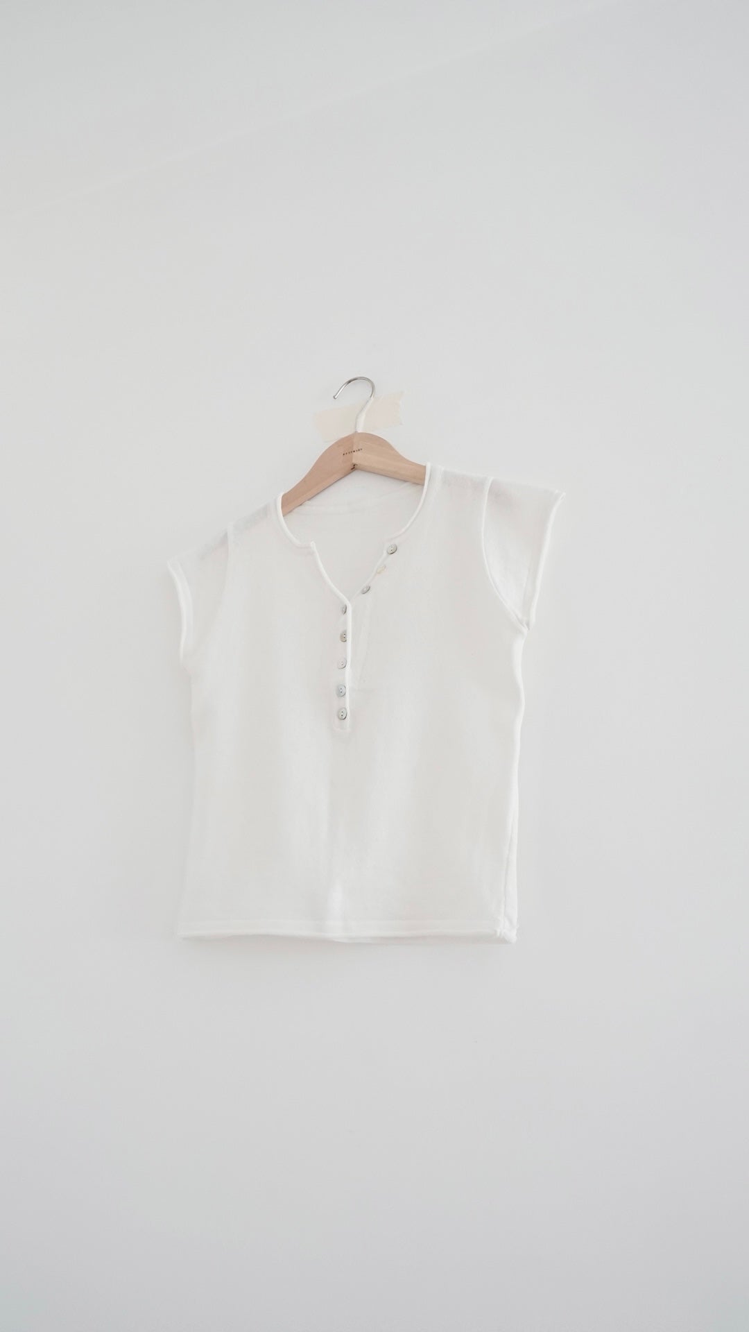 soren minimalist button knit top in white (pre-order)