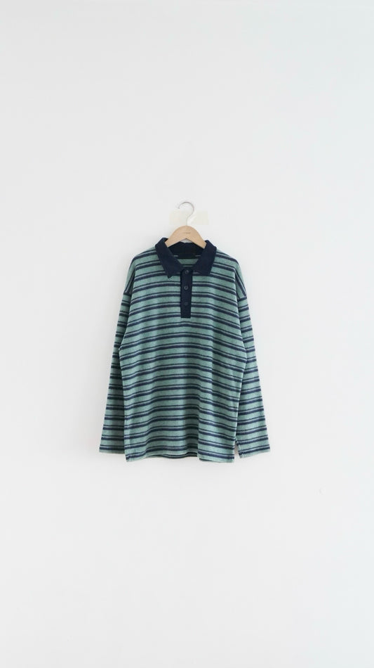 the skagen stripe polo in navy x glaucous green (pre-order)